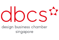 DBCS logo in red with a star symbol and the tagline 'design business chamber singapore'.